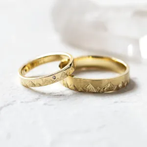 Snubní prsteny s rytinou hor a diamantem HIKE