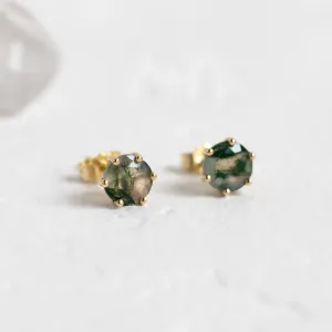 Gold earrings with moss agate REBE Thumbnail