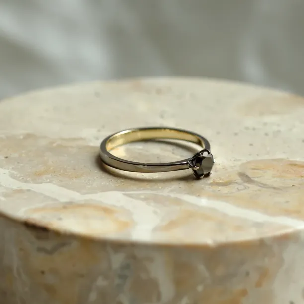 Prsten s černým diamantem a černým rhodiem NEROS Image