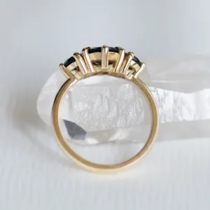 Zlatý prsten s mechovým achátem a modrými topazy SYLT Thumbnail