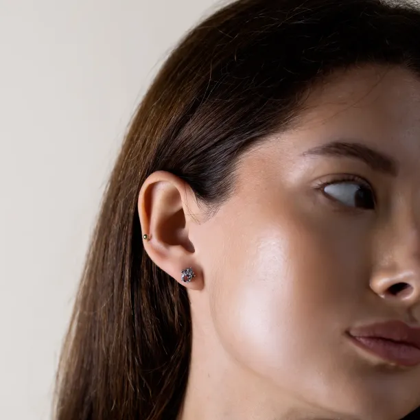 Zlaté náušnice s akvamaríny a salt and pepper diamanty BELLA Image