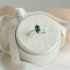 Gold ring with hexagon moss agate BENIE Thumbnail