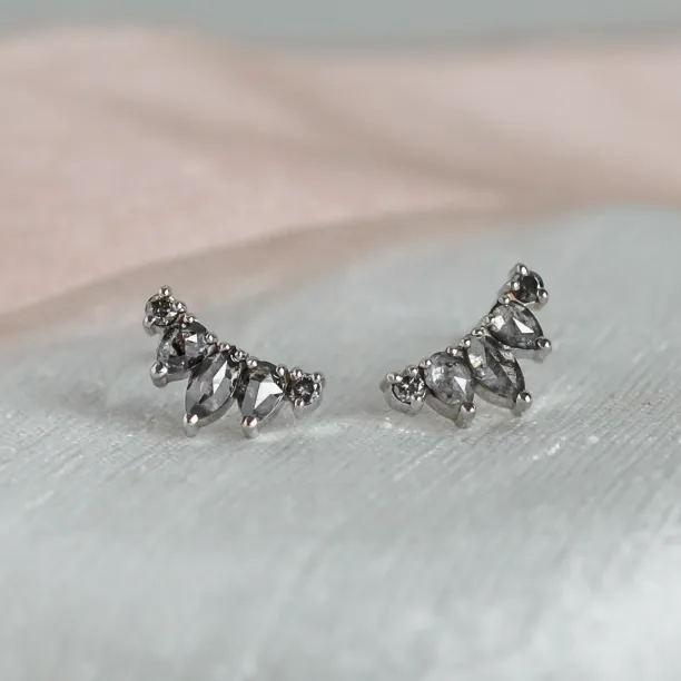 Crawler gold earrings with salt and pepper diamonds MELODY Image