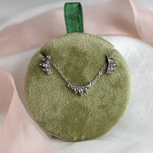 Crawler gold earrings with salt and pepper diamonds MELODY Image