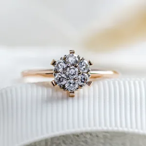 Elegant ring with pavé moissanites AUDREY