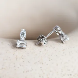 Earrings with baguette and marquise moissanites NANTES Thumbnail