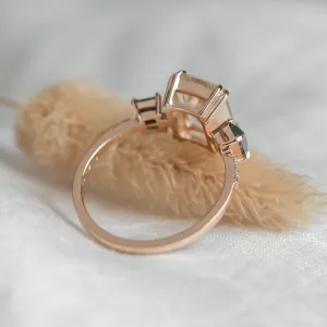 Vintage ring with rutilated quartz and salt and pepper diamonds FRANCI Thumbnail
