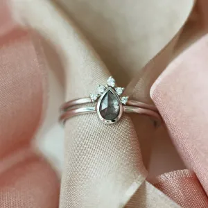 Romantic engagement set with salt and pepper diamond ERWIN