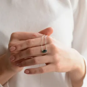Gold necklace with hexagon moss agate VALINOR Thumbnail