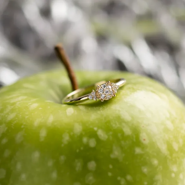 Gold engagement ring with pavé moissanites BOOGIE Image