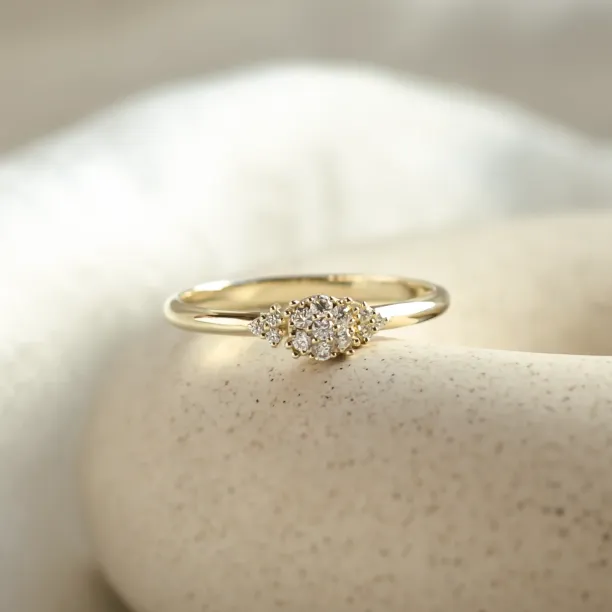 Gold engagement ring with pavé moissanites BOOGIE Image