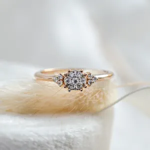 Gold engagement ring with pavé moissanites BOOGIE Thumbnail