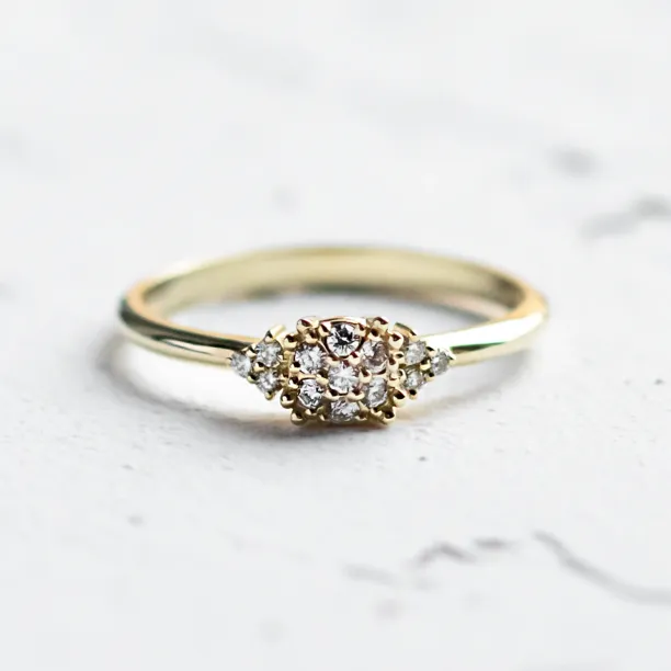 Gold engagement ring with pavé moissanites BOOGIE Image