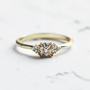 Gold engagement ring with pavé moissanites BOOGIE