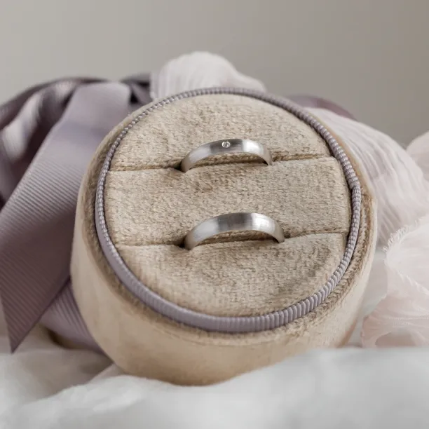 Matné snubní prsteny z bílého zlata a s diamantem D-SHAPE MOAB Image