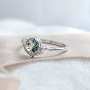 Unique gold moss agate ring with diamonds BILBO Thumbnail