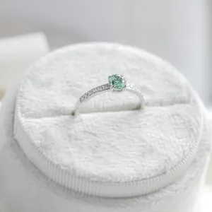 Gold teal moissanite ring with side moissanites CAPRI Thumbnail