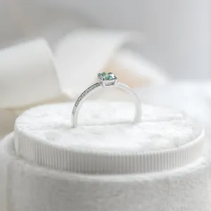 Gold teal moissanite ring with side moissanites CAPRI Thumbnail