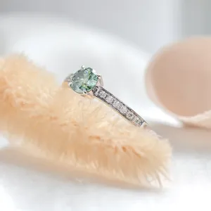 Gold teal moissanite ring with side moissanites CAPRI Thumbnail