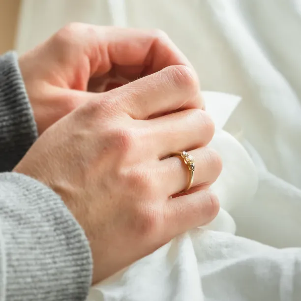 Zlatý prsten s morganitem a salt and pepper diamanty DUSTY Image