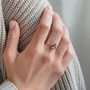 Unusual engagement ring with moss agate and diamonds ALBRUNA Thumbnail