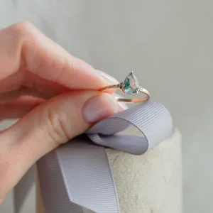 Unusual engagement ring with moss agate and diamonds ALBRUNA Thumbnail