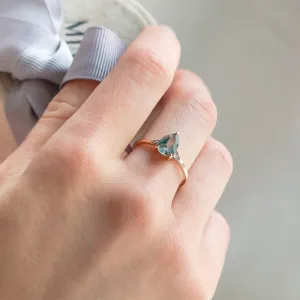 Unusual engagement ring with moss agate and diamonds ALBRUNA Thumbnail