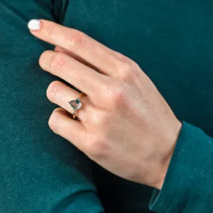 Unusual engagement ring with moss agate and diamonds ALBRUNA Thumbnail