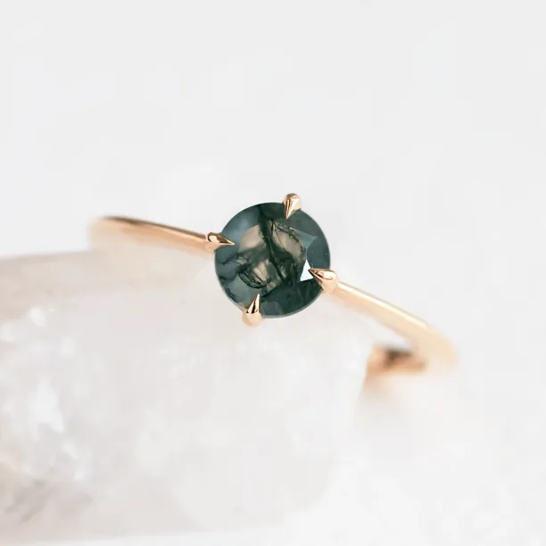 Minimalist moss agate engagement ring THOR Image