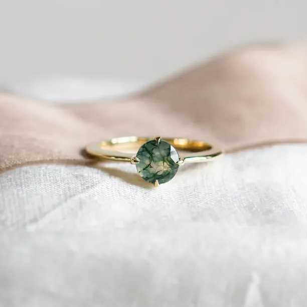 Minimalist moss agate engagement ring THOR Image
