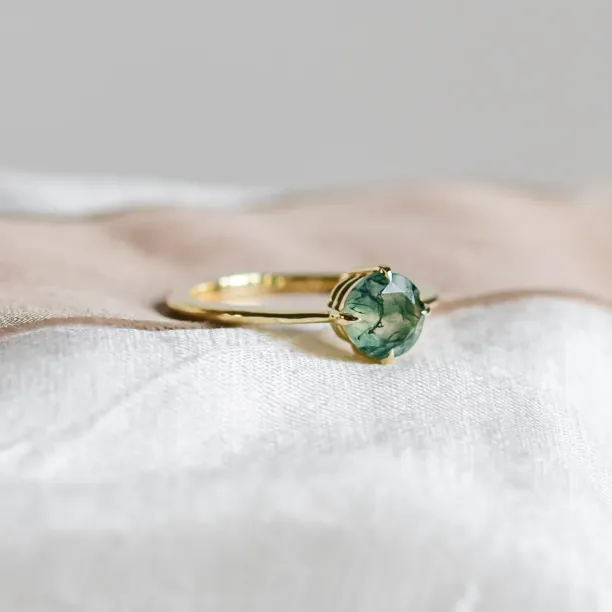 Minimalist moss agate engagement ring THOR Image