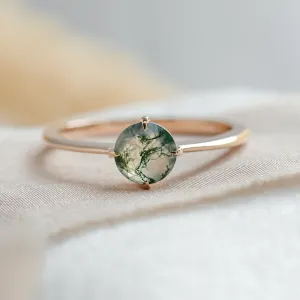 Minimalist moss agate engagement ring THOR Thumbnail