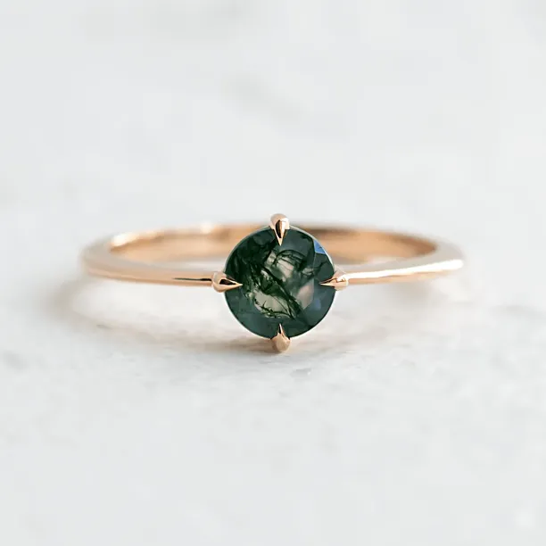 Minimalist moss agate engagement ring THOR Image