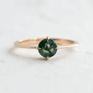 Minimalist moss agate engagement ring THOR