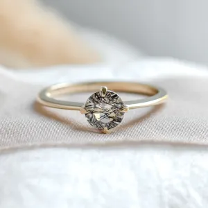 Minimalist engagement ring with rutilated quartz OLA