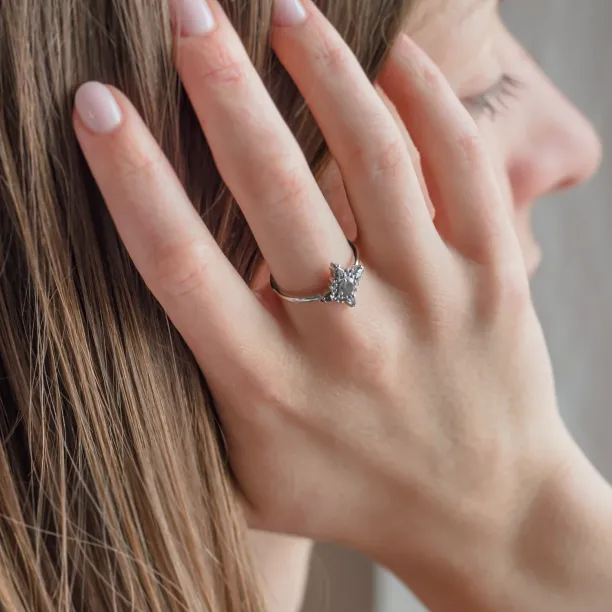 Gold cluster ring with salt and pepper diamonds ring RAVE Image