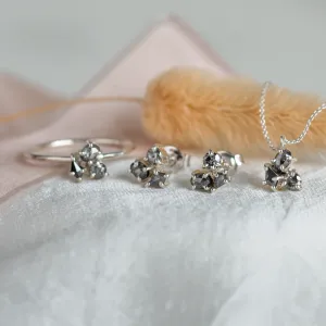 Cluster neklace with tree salt and pepper diamonds ASTRO Thumbnail