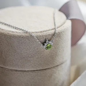 Gold necklace with peridot and diamonds LIME Thumbnail