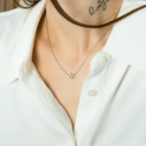 Gold necklace with peridot and diamonds LIME Thumbnail