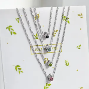 Gold necklace with peridot and diamonds LIME Thumbnail
