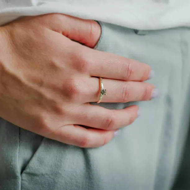 Zlatý větvičkový prsten se salt and pepper diamantem ROWYN Image