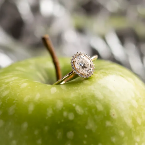 Halo zásnubní prsten s oválným moissanitem BLANC Image