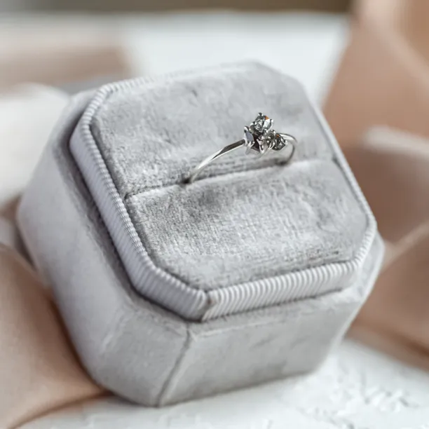 Unusual cluster ring with salt and pepper diamonds TAIPEI Image