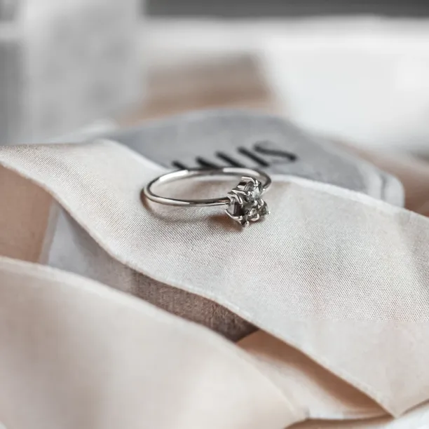 Unusual cluster ring with salt and pepper diamonds TAIPEI Image