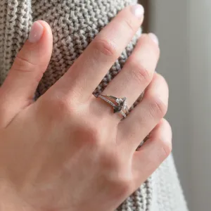 Engagement set of tree rings with salt and pepper diamonds ZERIX Thumbnail