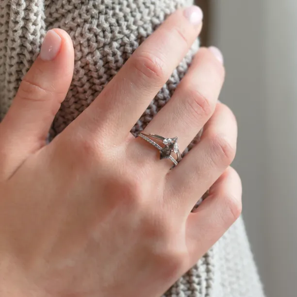 Set of gold rings with salt and pepper diamond ZEQUIN Image