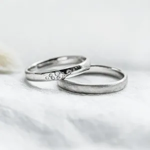 Matte and shiny platinum wedding rings LEOS