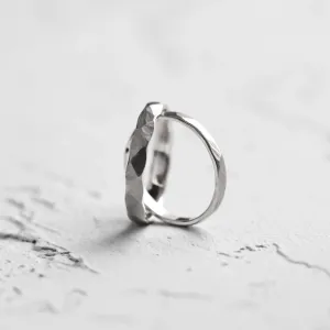 Matte platinum wedding bands with hammered surface ETA Thumbnail
