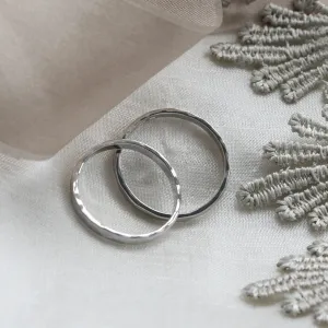 Matte platinum wedding bands with hammered surface ETA Thumbnail