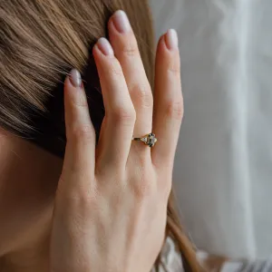 Engagement ring with hexagon teal sapphire and moissanites SLATE Thumbnail